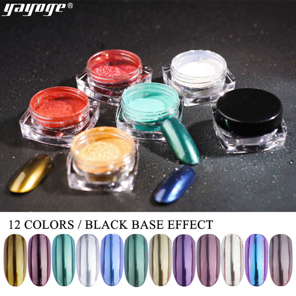 Yayoge Mirror Nail Powder Glitters Powder Silver Gold Flakes Nail Aluminum Sequins Manicure DIY Nail Art Chrome Pigment Dust