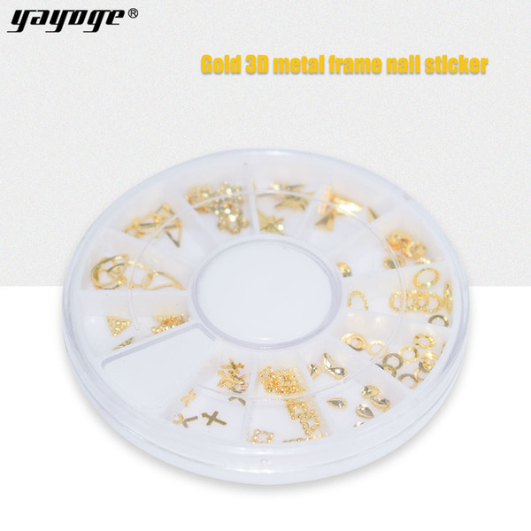 Yagoge Golden 3D Hollow Metal Frame Nail Sticker for Nail Art Decorations DIY Nail Art Design