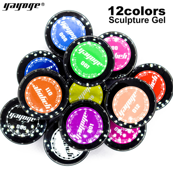 Yayoge 3D Carved Patterns Acrylic Nails Paint Gel 12 Colors Nail Art DIY UV Gel Manicure Painting Tip Nail Glue Sculpture Gel