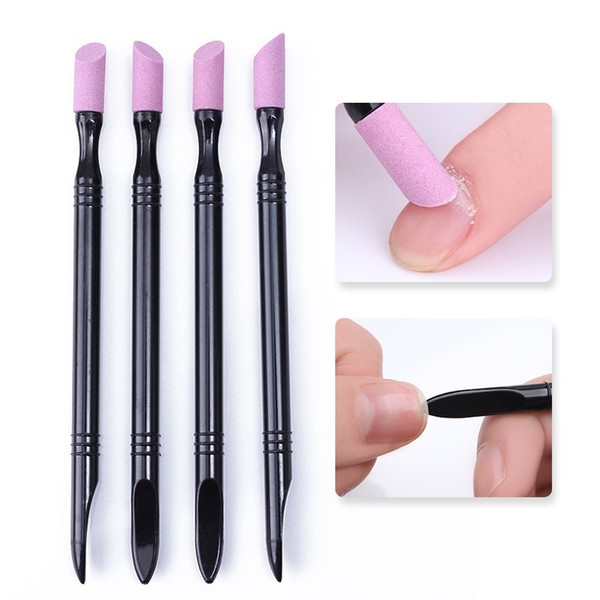 2017 CARYOO Two Way Nail Art Cuticle Remover Scrub Polish Quartz Pusher Stick Pen Spoon Manicure Pedicure Repair Care Tool Nail Cuticle