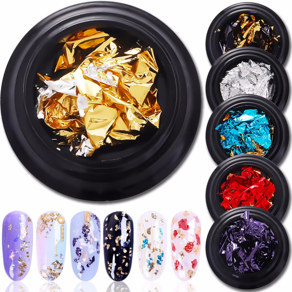 8 Colors Gold Silver Glitter Nail Sticker Red Flake Chip Foil Paper Nail Art Decoration Paillette Sequin Manicure Decal Tools