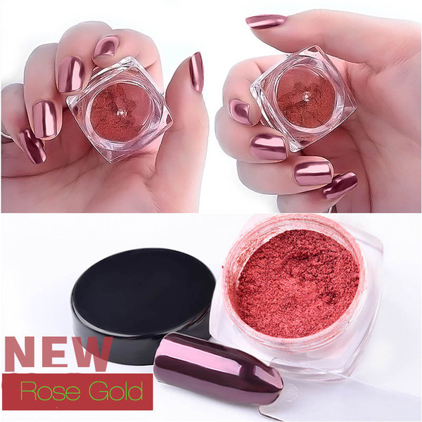 New 2g Nail Glitter Rose Gold Mirror Chrome Powder Dust Shiny Magic Mirror Effect Nails Art Pigment Manicure Decorations 2017