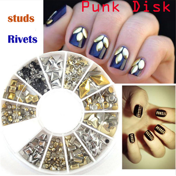 3 style Wild Punk Golden Studs Silver Sexy tasselRivets Nail Art Tips Rhinestones 3D Nail Art Decoration Nail Beauty Christmas Gift New tool