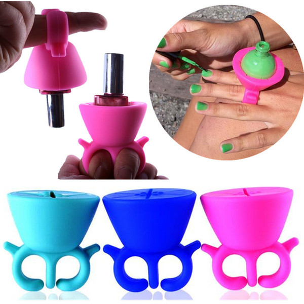 Flexible Durable Wearable Silicone Polish Stand Bottle Holder Display Rack Ring Fit All Fingers Nail Art Manicure Tool Salon Pro