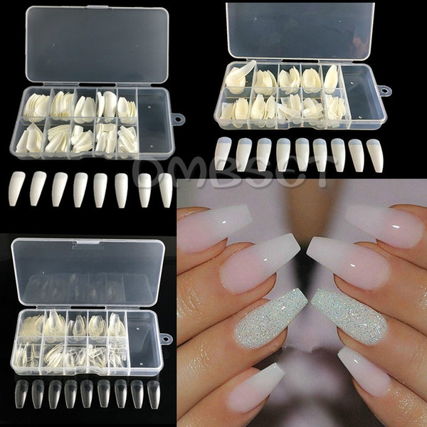 100pcs Ballerina Nails Tips Artificial False Fake Nails DIY Coffin Nails Tips for Nail Art Nail tool Package With Box