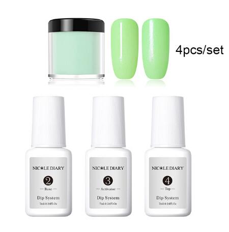 4Pcs/Set Dipping System Nail Kit Dip Powder With Dip Base Activator Liquid Gel Nail Color Natural Dry Without Lamp Nail