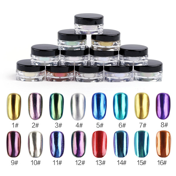 Nail Glitter Powder Nail Art Glitter Dust Shinning Chrome Powder Metallic Nail Art Decoration Pigment DIY Manicure Tools 16 colors