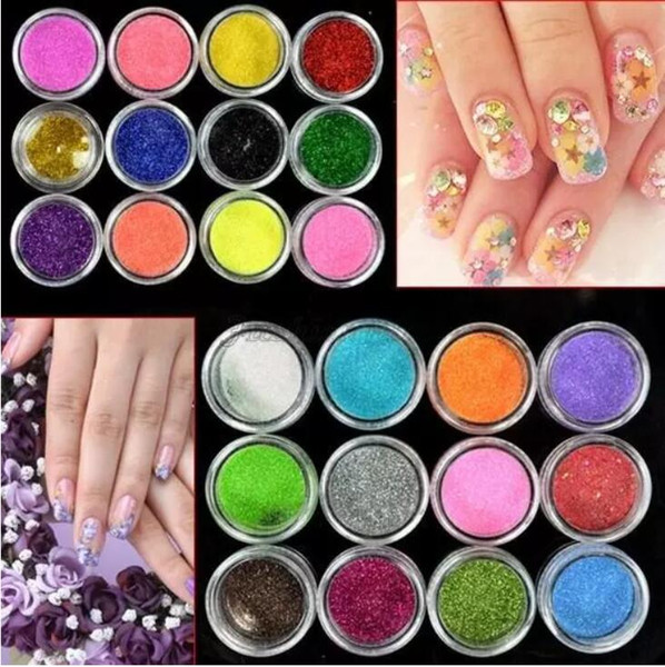 24 Colors Metal Shiny Glitter Nail Art Tool Kit Powder Dust gem Nail Tools Decoration