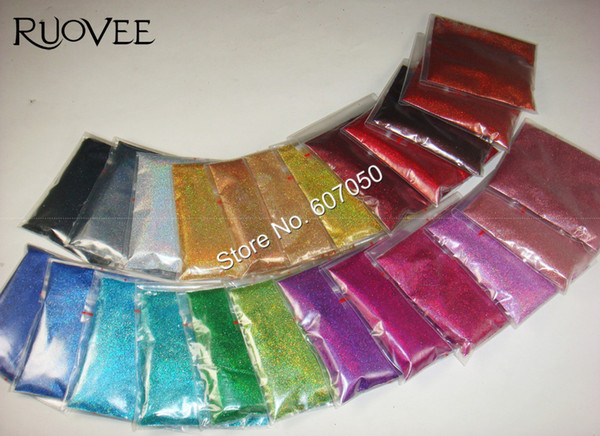 24 Holographic Laser Colors 0.1MM Glitter Nail Fine Dust Shining Powder for DIY Manicure Unha Design Craft Accessories