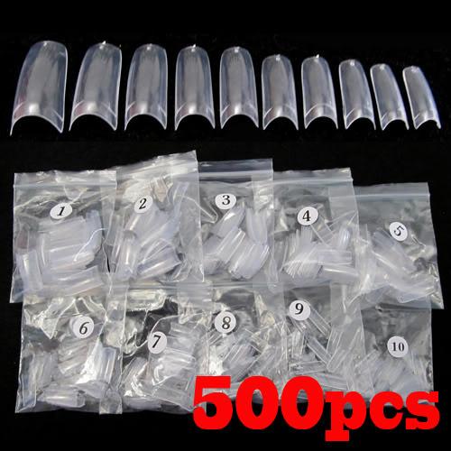 500pcs Clear French Acrylic Artificial False Half Fake Nail Art Tips Makeup DIY