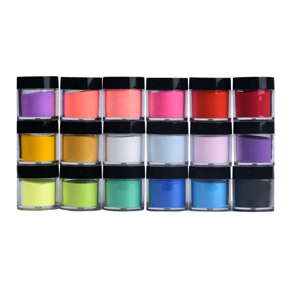 Wholesale-Paradise 2016 Hot 18 Colors Acrylic Nail Art Tips UV Gel Powder Dust Design Decoration 3D DIY Decoration Set Free Shipping May06