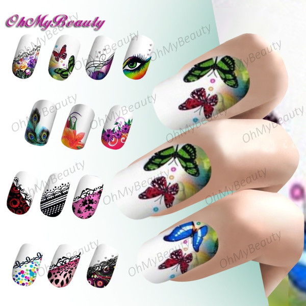 Wholesale- Hot Sale Nail Decoration Art Decals Half Wraps French Manicure Water Transfer Stickers 22 Kinds Of Styles