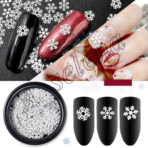 Multi-size Nail Art Nail Stickers & Decals For Nails Art Christmas Snowflake Series Ultra-thin white snowflake sequins for Christmas