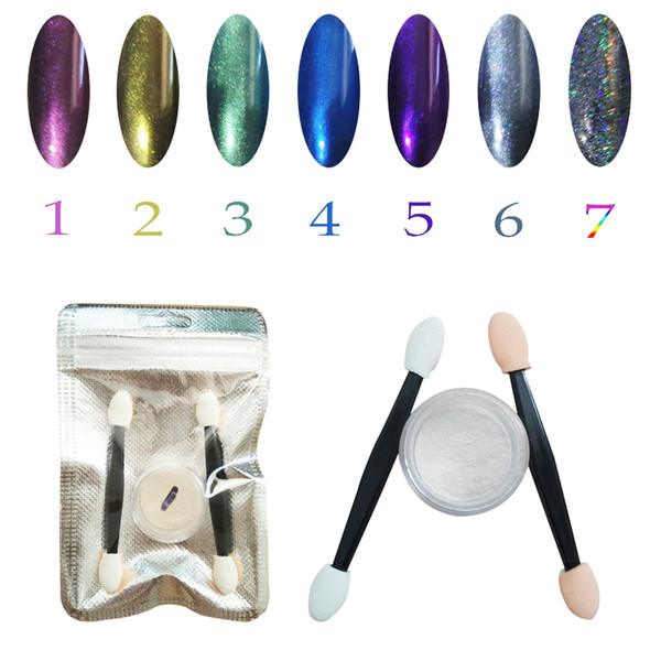 Wholesale-1g Box Colorful nail glitter chrome Powder Shinning Mirror Eye Shadow Makeup Powder Dust Nail Art Chrome Pigment Glitter