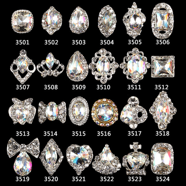 2018 new arrival colorful AB nail rhinestone for nail gem 3501-3524 100pcs rhinestone alloy art decorations 3d jewelry