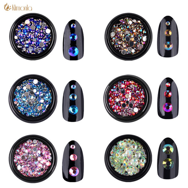 3d decoration 1Pc Crystal 6 Colors AB Rhinestones, Mix Size 3D Art Decoration Flatback Non Hotfix Nail