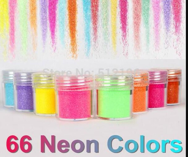 OTS062(24), 66 Neon Colors Metal Shiny Glitter Sequin Powder Nail Deco Art Kit Acrylic Dust Set(2.9*2.5cm)