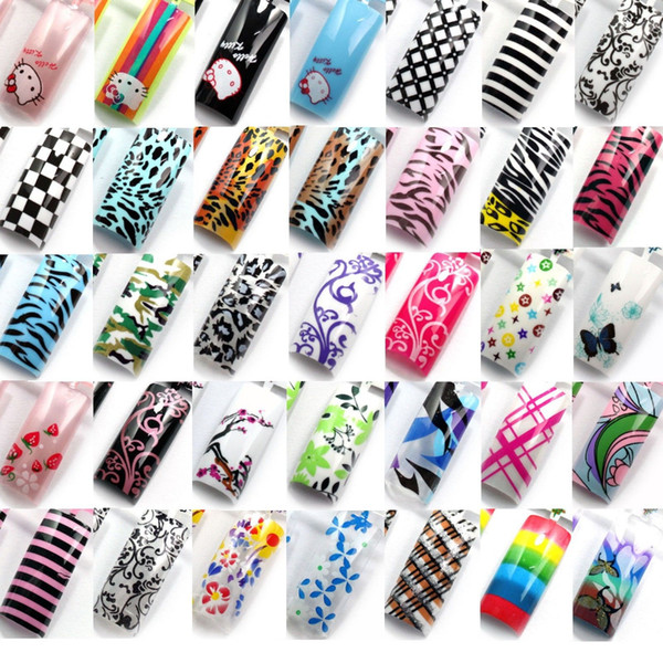 Wholesale-Airbrush Predesign Nail Art False French Acrylic Tips Random 70 Pcs