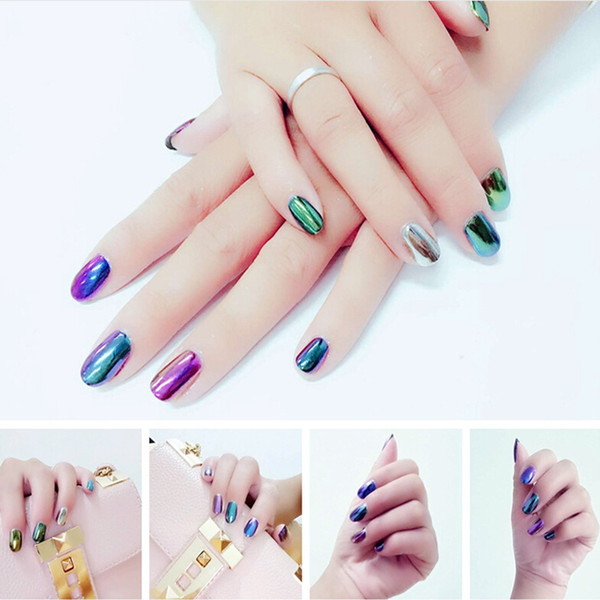 12 colors Nail Glitter Powder 2g Shinning Mirror Effect Nail Makeup Powder Nail Art with 2 Brush