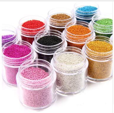 Caviar Nail Art Bead Rhinestone for Nails Micro Nail Crystal Ball 0.6-0.8-1mm 3D Nail Art Decorations 15 Colors choice