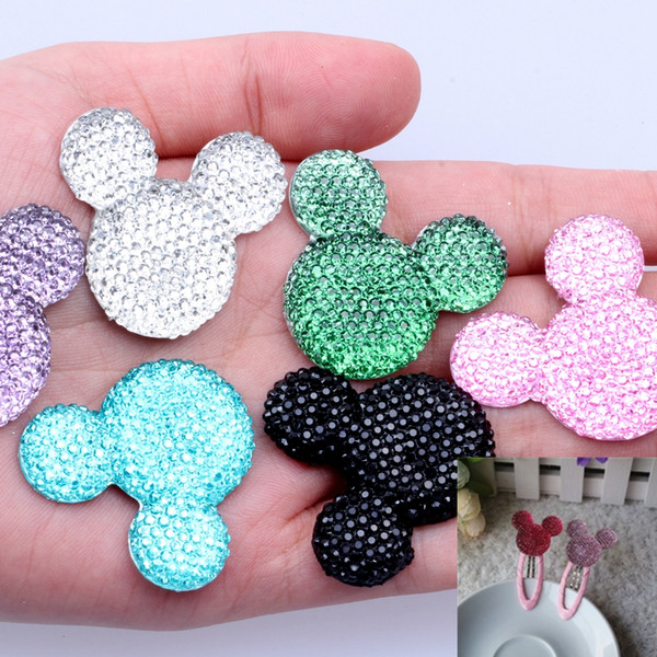 100pcs/lot 30x35mm Mickey Head Many Colors Resin Rhinestone Flatback Cabochon DIY Crafts Scrapbooking Jewelry Making Decorations