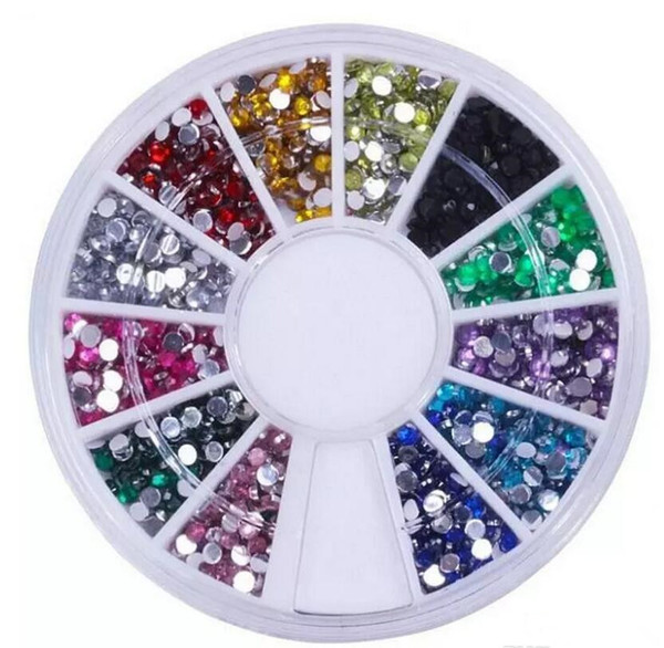 In Stock!!! Nail Art Glitter Tip 2mm Rhinestone Deco With Wheel 1200 Pcs set Free Shipping 2000set