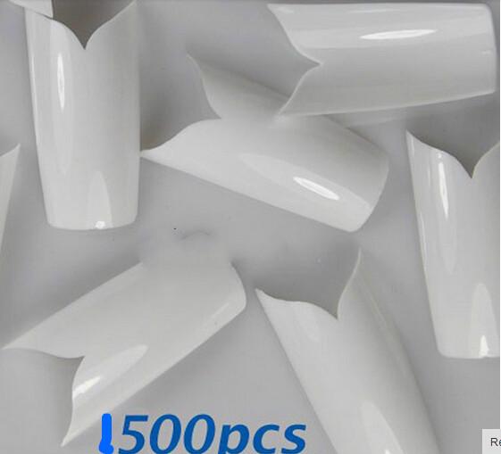 Wholesale-1500PCS Beauty White V Shapes Fake False Acrylic Nail Tips Full False French Nail Tips NEW False Nail Art Tips Manicure