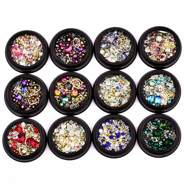 Colorful Crystal Nail Rhinestones 3D Nail Art Decoration Manicure Jewelry Copper Beads Glitter Nail Accessories Rivet