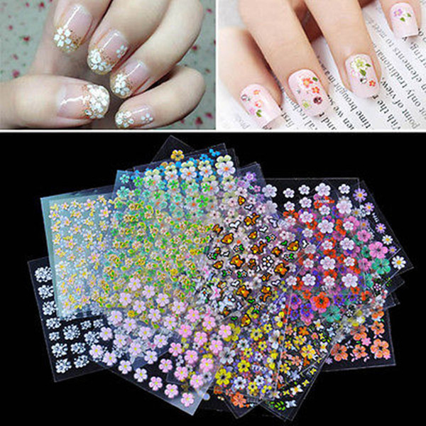 New 50 pcs/Set 3D Mix Color Floral Design Nail Art Stickers Decals Manicure Beautiful Fashion Accessories Decoration 10set/Lot 4158