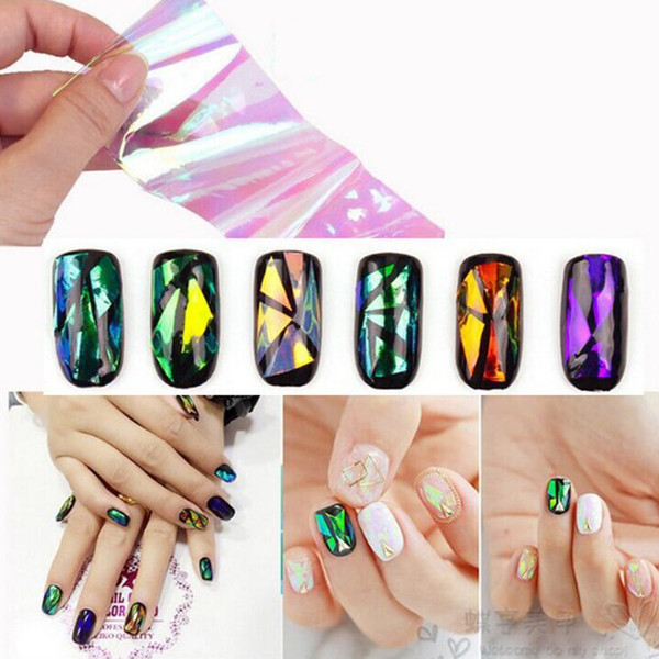 200 sheets Nail Sticker Broken Glass Water Decals Mirror Effect For Nails Art Fancy Punk Galaxy Transfer Nail Foils