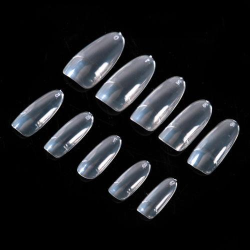 Hot sale 600 PCS Clear Oval Half False Nail Tips Acrylic UV Gel Nail Art Tool 10 Sizes