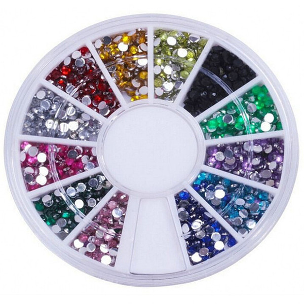 Wholesale- Biutee 12 Colors Nail Rhinestones 2mm Acrylic Nail Art Rhinestones Decoration applique For UV Gel Phone Laptop DIY Nail Tools