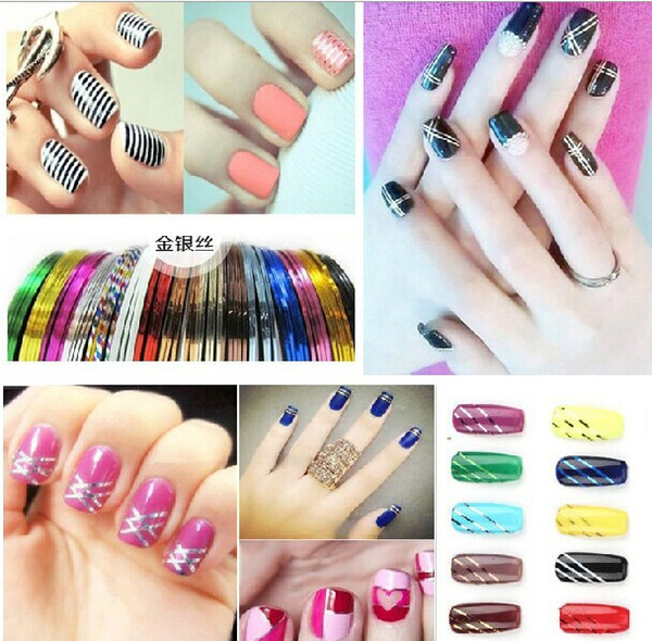 10 Color Striping Tape Line Nail Art Sticker Decoration Self-adhesive Rolls Free Shipping