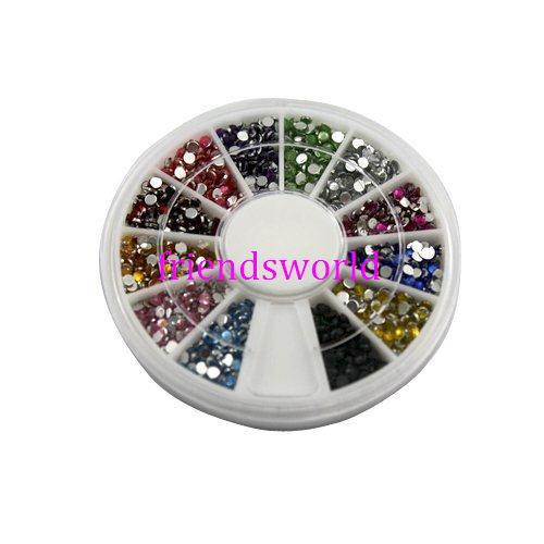 Nail Art Glitter Tip 2mm Rhinestone Deco With Wheel 1200 Pcs/set Free Shipping 1000set/lot H2002