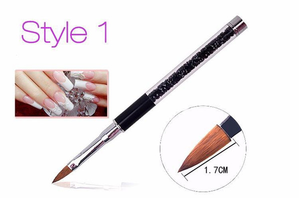 Nail Art Brush Pen Rhinestone Diamond Metal Acrylic Handle Carving Powder Gel Liquid Salon Liner Nail Brush With Cap