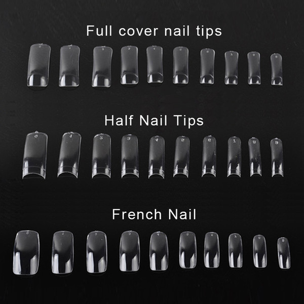 500 PCS Clear False Nail Acrylic UV Gel Half French Transparent Nail Tips For Women Nail Art Beauty Tools 0603042