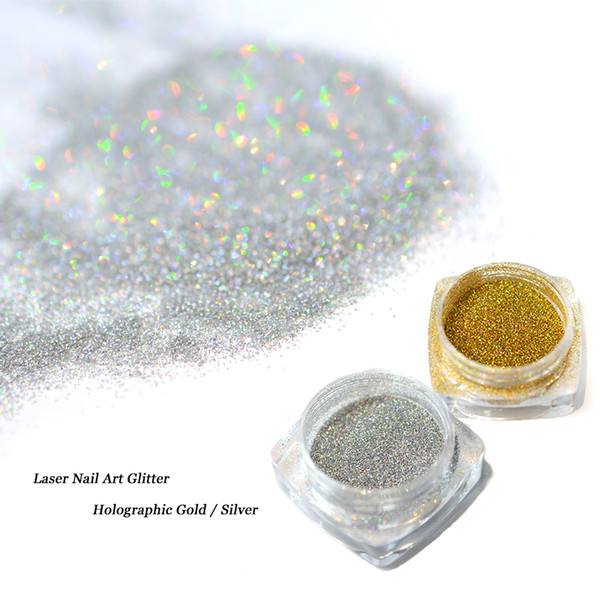 ail art holographic glitter 1pcs Gold Silver Laser Nail Art Holographic Glitter Flakes Powder Dust For Gel Polish Shiny Fine Nails Decora...