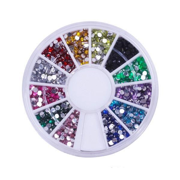 Nail Art Glitter Tip 2mm Rhinestone Deco With Wheel 1200 Pcs/set Free Shipping 1000sets/lot Supply