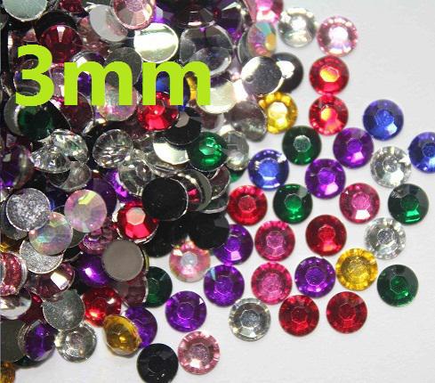 2500pcs 3mm 3D Mixed Colors Nail Art Decoration Rhinestones For nail art