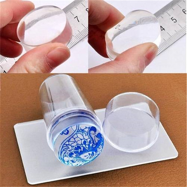 Transparent Stamp Nail Art Clear Jelly Stamper Scraper Tool Set Manicure Polish Stamp Jelly Silicone Plastic Plate Scraper YW338