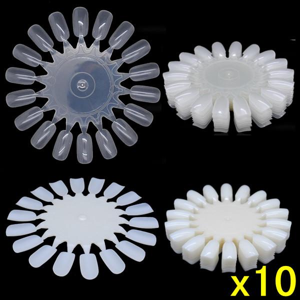 Wholesale-Hot Sale! 10pcs/lot False Fake Nail Design Tips Nail Art White Display Practice Wheels Polish Free Shipping 131-0064