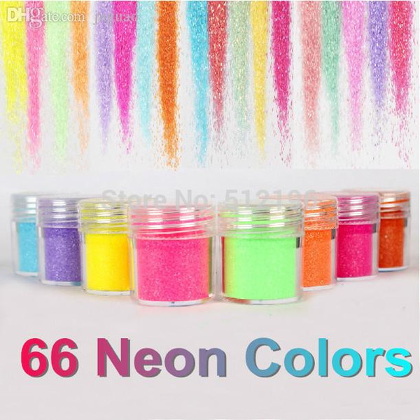 OTS062(24), 66 Neon Colors Metal Shiny Glitter Sequin Powder Nail Deco Art Kit Acrylic Dust Set(2.9*2.5cm)