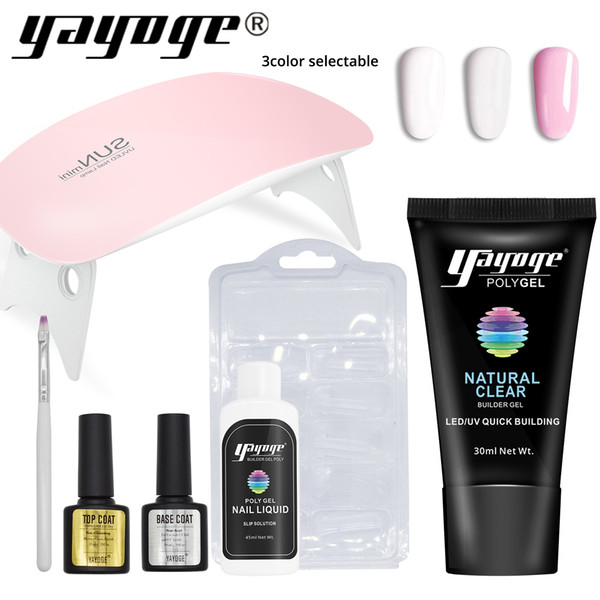 Yayoge Nail Builder Gel Kit 30ml 3 Colors Quick Extension Gel Varnish with 2 Colors 6W LED UV Nail Lamp for Nail Extension