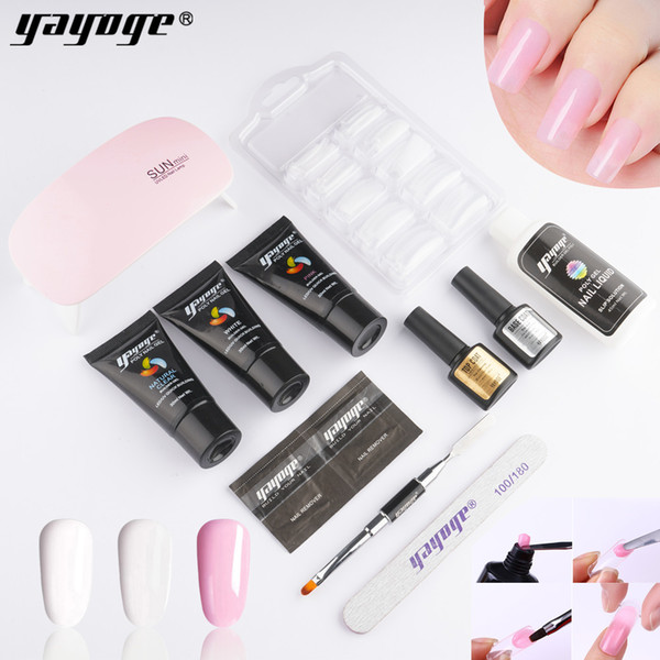 Yayoge Nail Poly Builder Gel for Nail Extensions Nail Enhancement Builder Gel 30ml 3PC 3 Colors with LED UV Lamp Poly Gel Kit