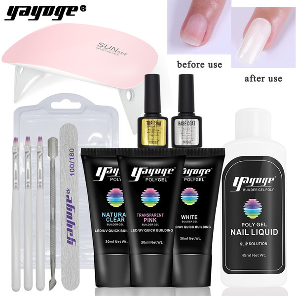 Yayoge Nail Poly Builder Gel Kit for Nail Extensions Nail Enhancement Builder Gel 30ml*3 3 Colors with LED UV Lamp