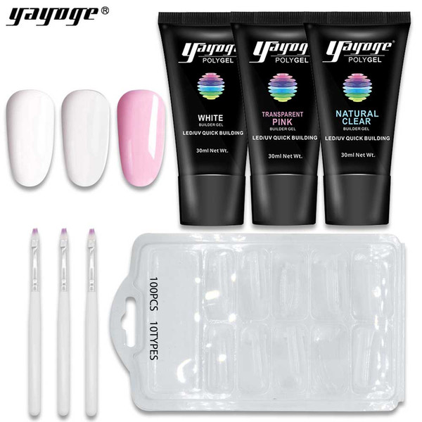 Yayoge Nail Poly Builder Gel Kit for Nail Extensions Nail Enhancement Builder Gel 30ml*3 3 Colors with Brush