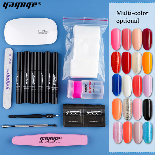 Yayoge Gel Nail Polish Pen 5ml 6 pcs 6 Colors for Nail Art with LED UV Lamp 6W Nail Tools salon set