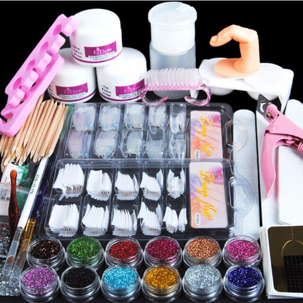 Acrylic Powder Nail Art Pen Dish Set Full Pro Nail Art Tips Kit Acrylic Powder Nail Art Tool Set UV Gel Tips Set