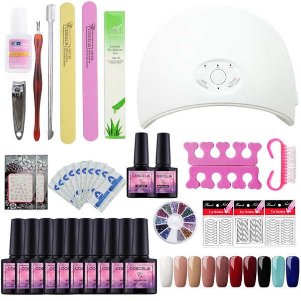 Nail Set with 36W UV Led Lamp 40 Color Nail Gel Polish Acrylic Kit Base Top Coat Gel Varnish Manicure Tools Set Lacquer