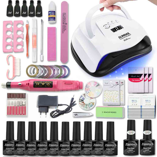 Manicure Set For Nail Kit 80W UV Lamp Dryer Nail Set with Drill Machine 10pcs Gel Polish Soak Off Manicure Tool Kit